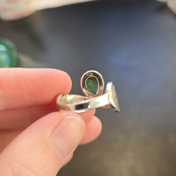 Turquoise Sterling Feather Ring - Picture 4 of 4